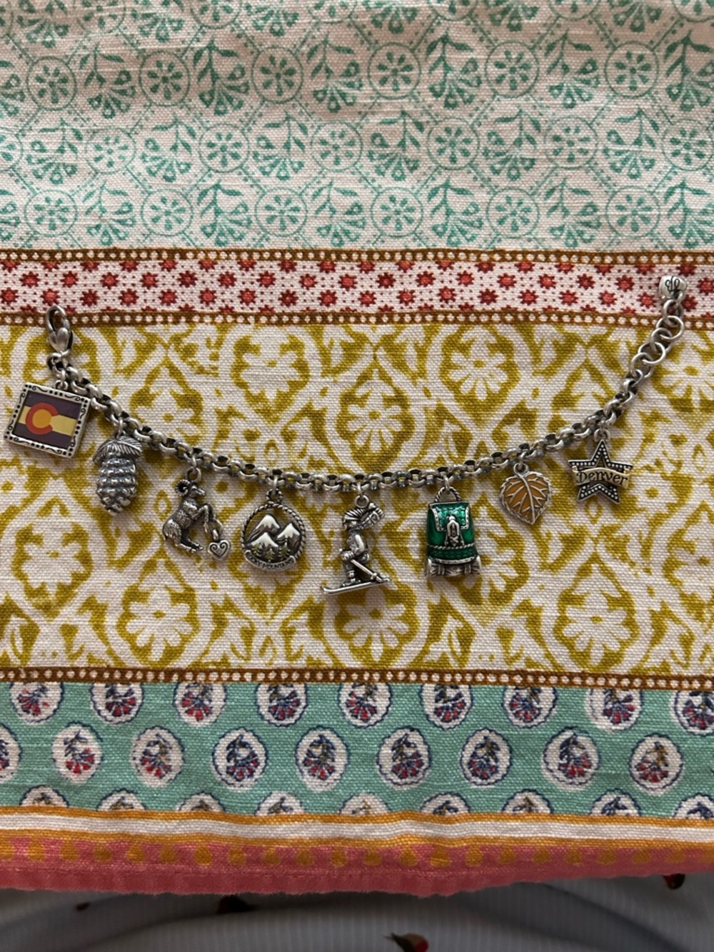 Brighton Silver-tone Colorado Charm Bracelet with Green Accent